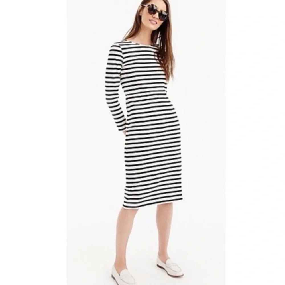 J. Crew Classic Black and White Striped Dress